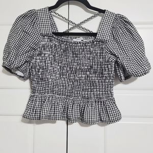 Nordstrom Gingham Peplum Crop Top